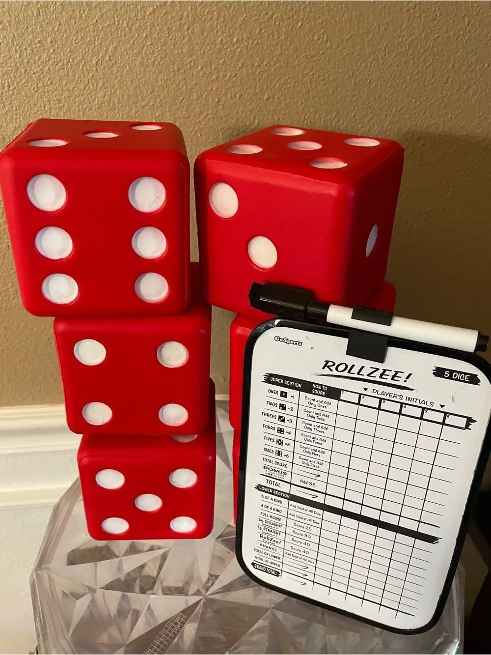 Go To Sports Huge Dice set of 6 Dice Red and White!